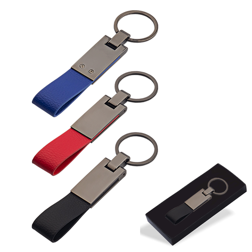 SİYAH Çift Taraflı Deri Anahtarlık