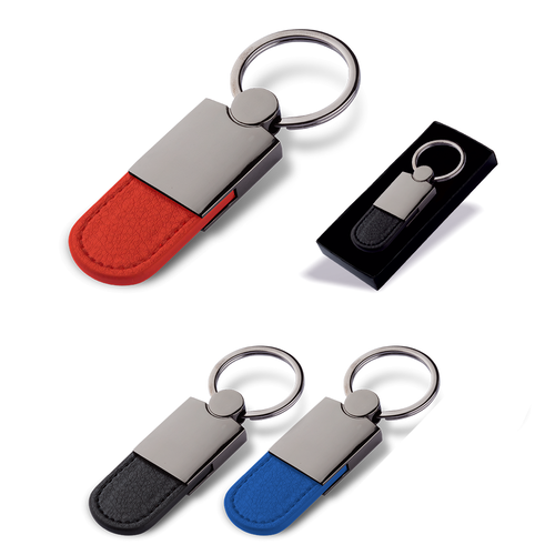 KIRMIZI Çift Taraflı Deri Anahtarlık